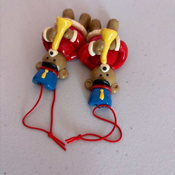 Vintage Teddy Bear Ornaments Instruments Trumpets - Picture 5 of 5